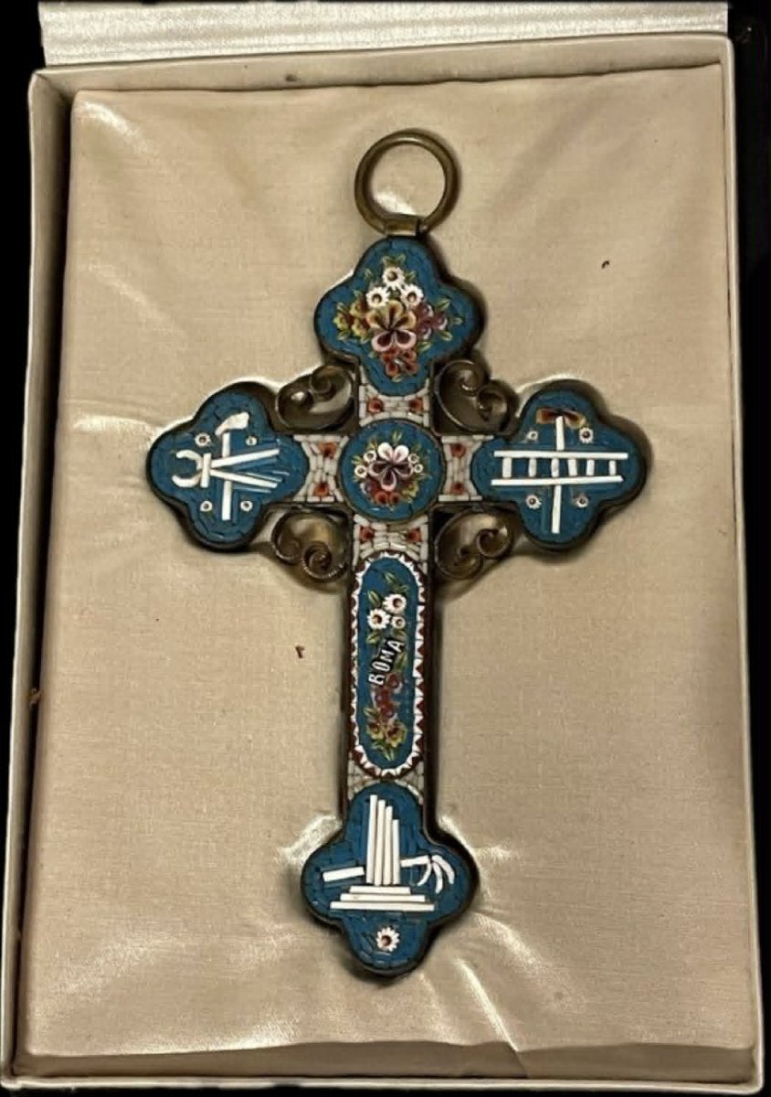 Croix en micro mosaïque du XIXe siècle-photo-5