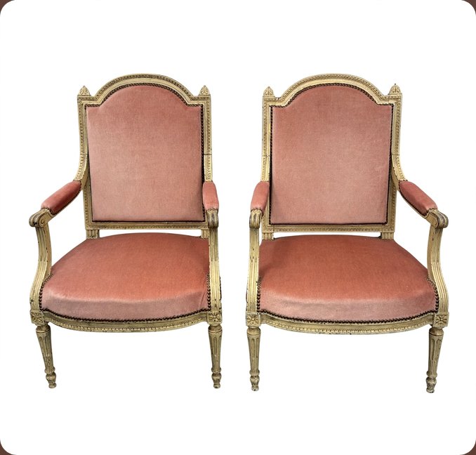 Paire de fauteuils à la Reine de style Louis XVI, vers 1900
