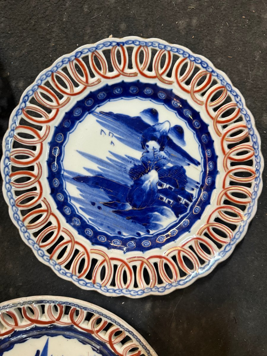 Set Of 8 Imari Plates With Openwork Rims, Japan, Late 19th–early 20th Century-photo-2