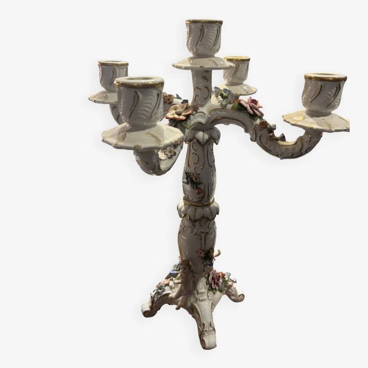Bougeoir 4 branche en porcelaine de Vienne 