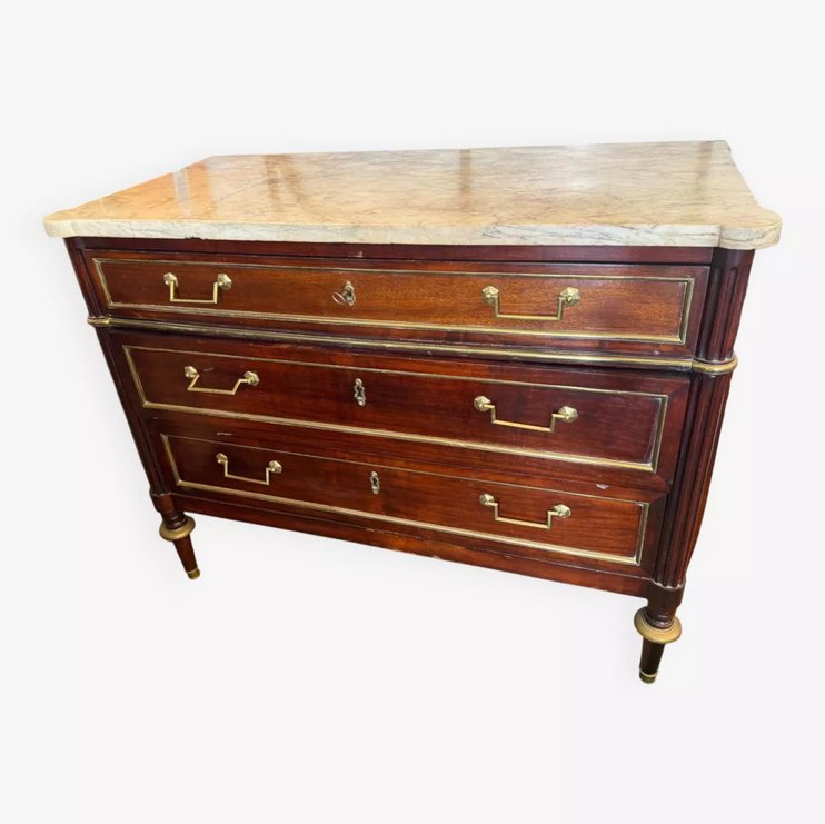 Commode Ecritoire Louis XVI en acajou.