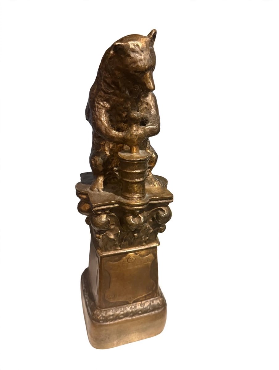 Bronze Statuette "the Bear With The Pestle / Apothecary Bear" - Franz Bergman Foundry