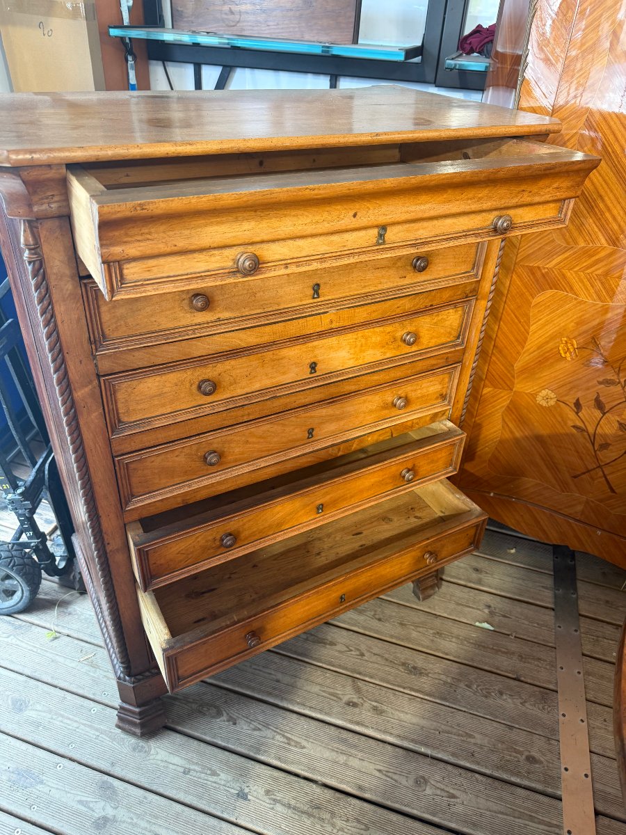  Chiffonnier / Semainier Louis-Philippe en merisier - 7 tiroirs - Vers 1840-1860-photo-2