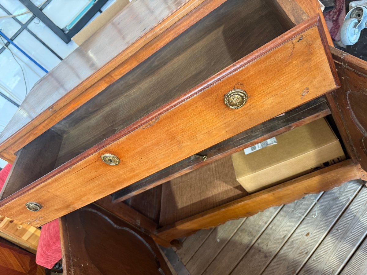 Low Cherry Wood Sideboard - Heart-shaped Model-photo-2