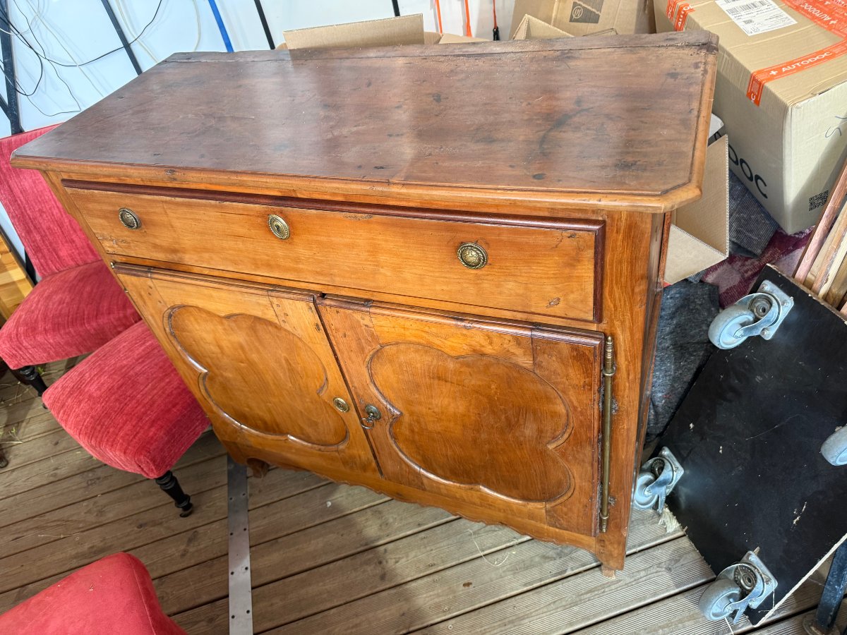 Low Cherry Wood Sideboard - Heart-shaped Model-photo-4