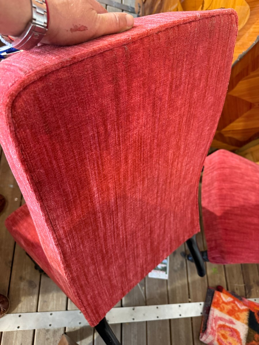  Paire de chauffeuses / chaises basses Napoléon III - Velours rouge - Vers 1870-photo-2
