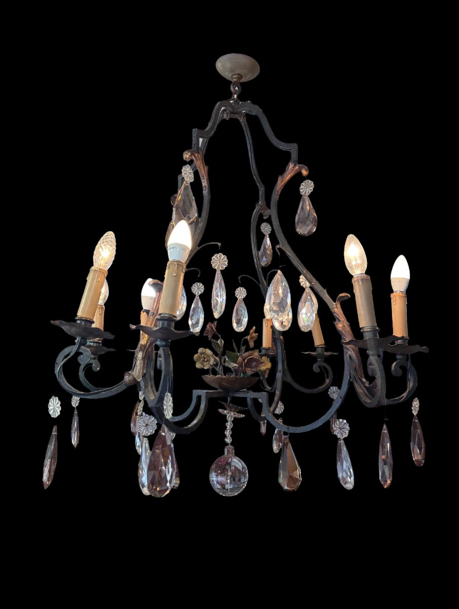 8-light Cage Chandelier - Louis XV Style With Floral Design, 98 X 80