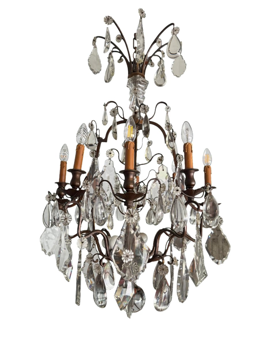 lustre cage 12 lumières style Louis XV / Maison Baguès 105 X 60 