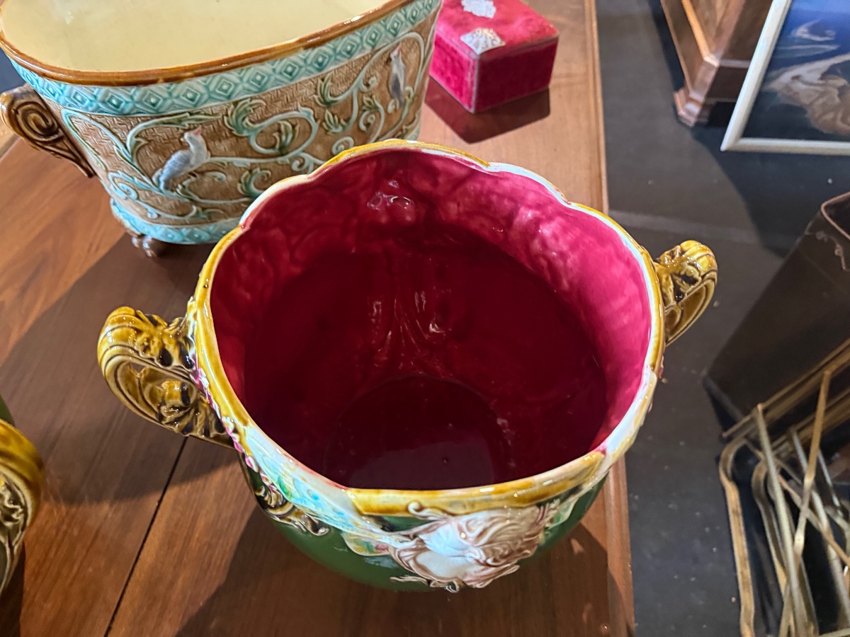 Pair Of Polychrome Slip-glazed Planter Pots, Iconic Model No. 824, Known As "biarrit"-photo-2