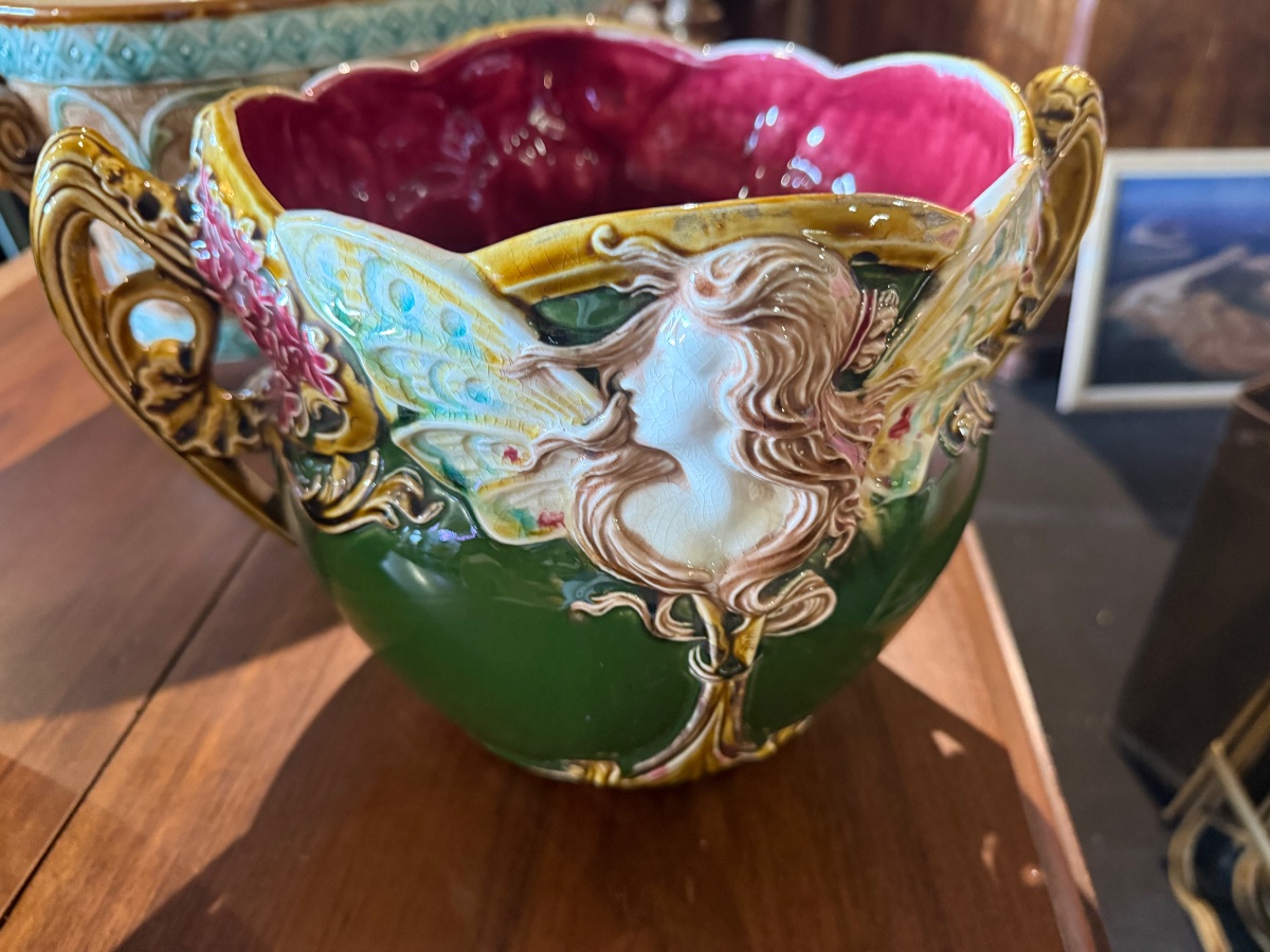 Pair Of Polychrome Slip-glazed Planter Pots, Iconic Model No. 824, Known As "biarrit"-photo-2
