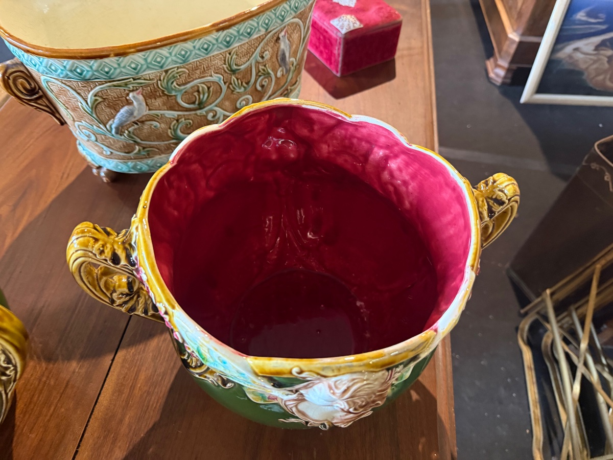 Pair Of Polychrome Slip-glazed Planter Pots, Iconic Model No. 824, Known As "biarrit"-photo-3