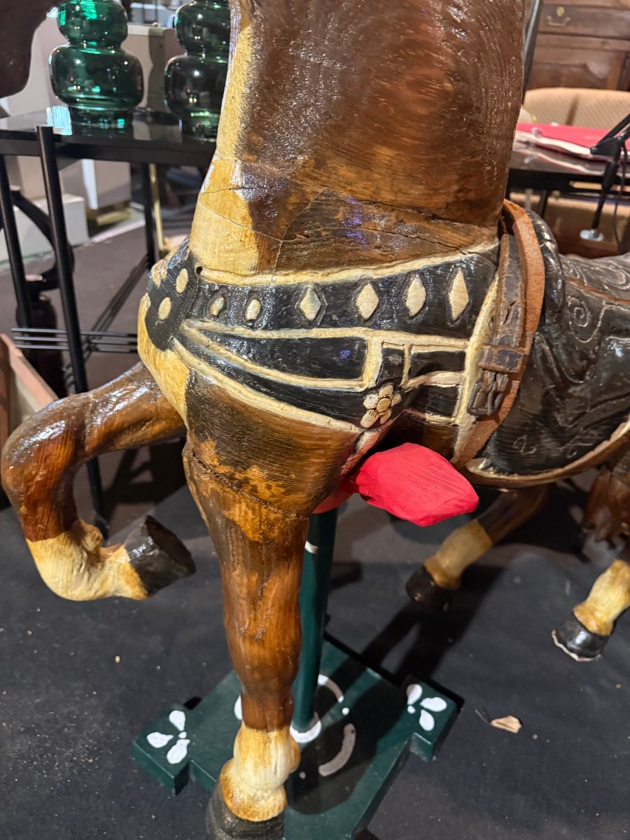 Decorative Carousel Horse Made Of Carved And Varnished Wood-photo-4