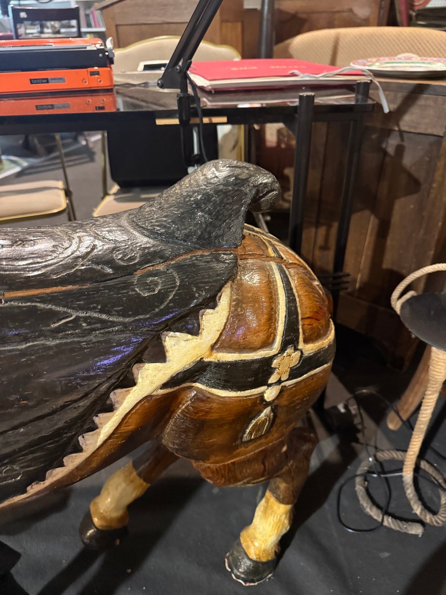 Decorative Carousel Horse Made Of Carved And Varnished Wood-photo-6