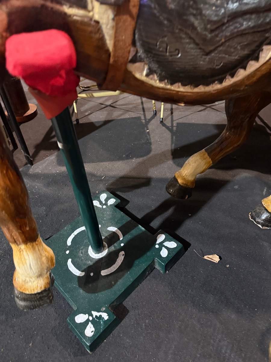 Decorative Carousel Horse Made Of Carved And Varnished Wood-photo-7