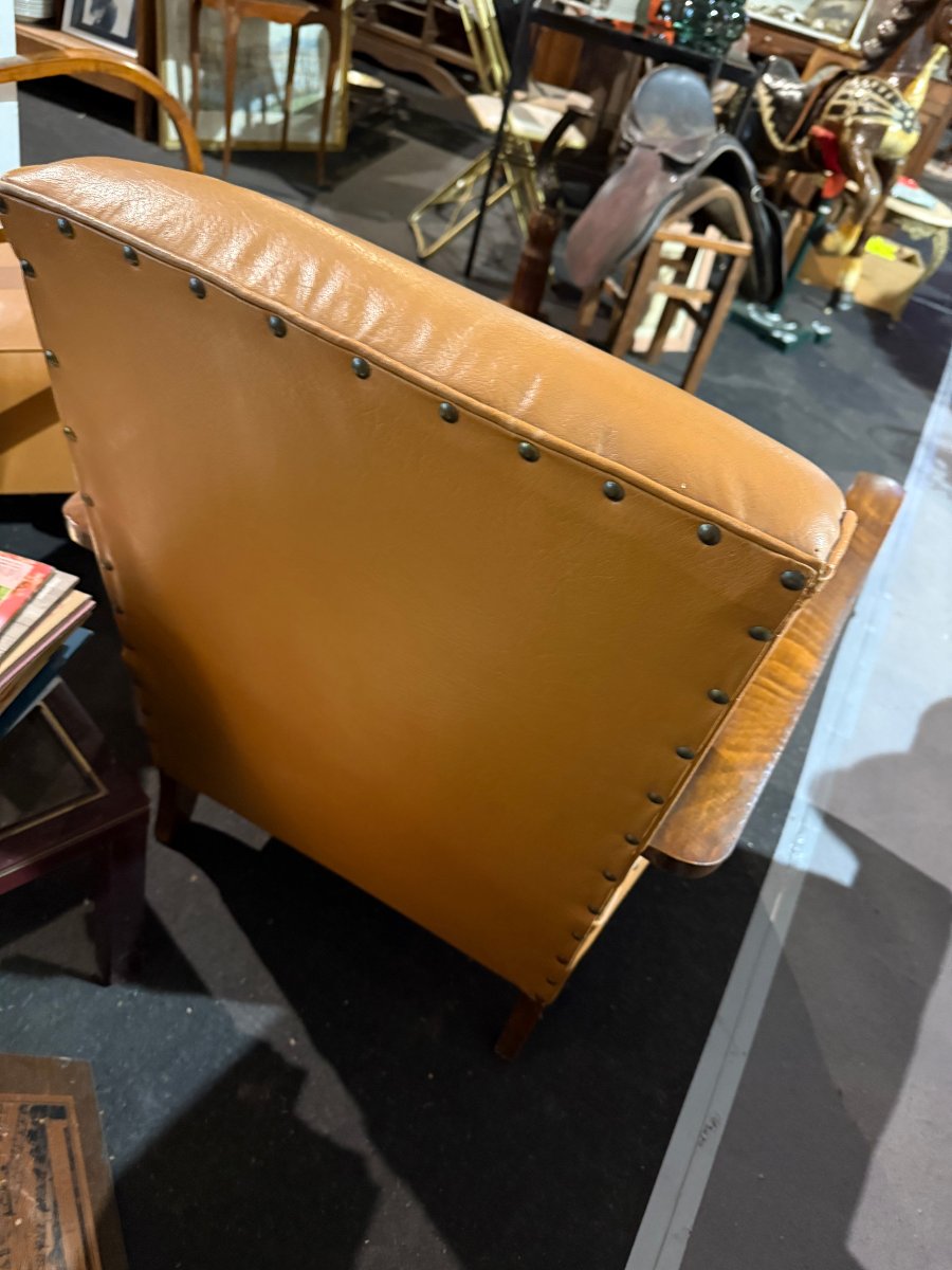 Paire de fauteuils bridge Art Déco à moustache - années 1940/50-photo-4