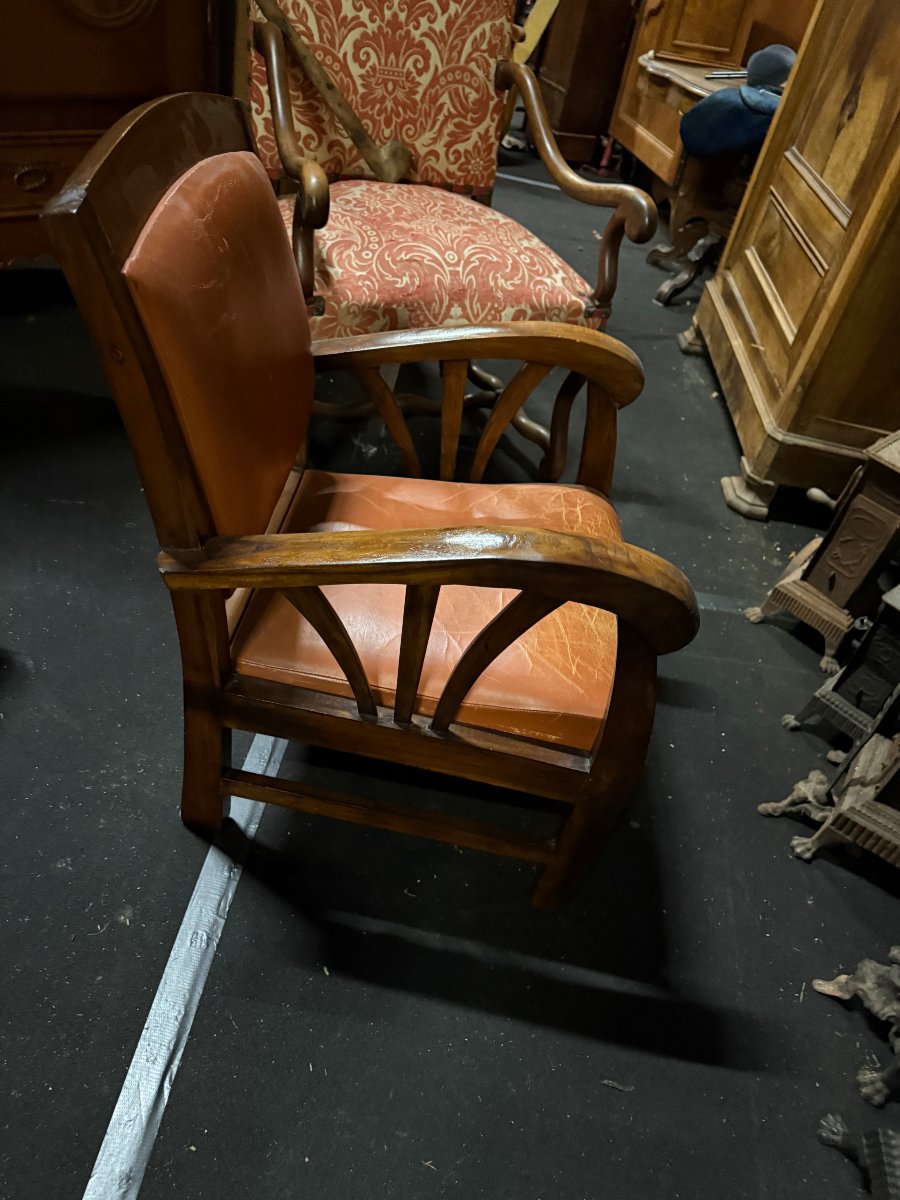 Bridge Chair / 1930s Office Chair. Stained Solid Wood Frame-photo-4