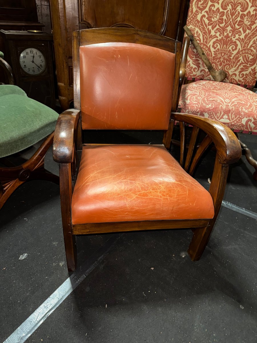 Bridge Chair / 1930s Office Chair. Stained Solid Wood Frame-photo-2