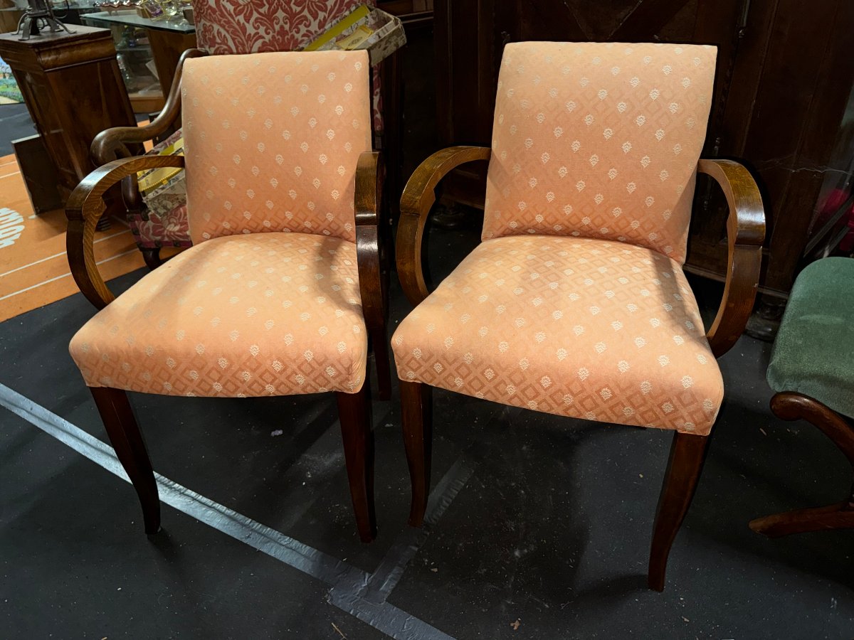 Pair Of Art Deco Bridge Chairs—horseshoe-shaped Seats—1930s-photo-1