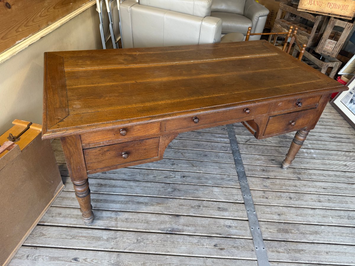 Bureau ancien en chêne massif - 19ème siècle - Bureau de notaire-photo-3