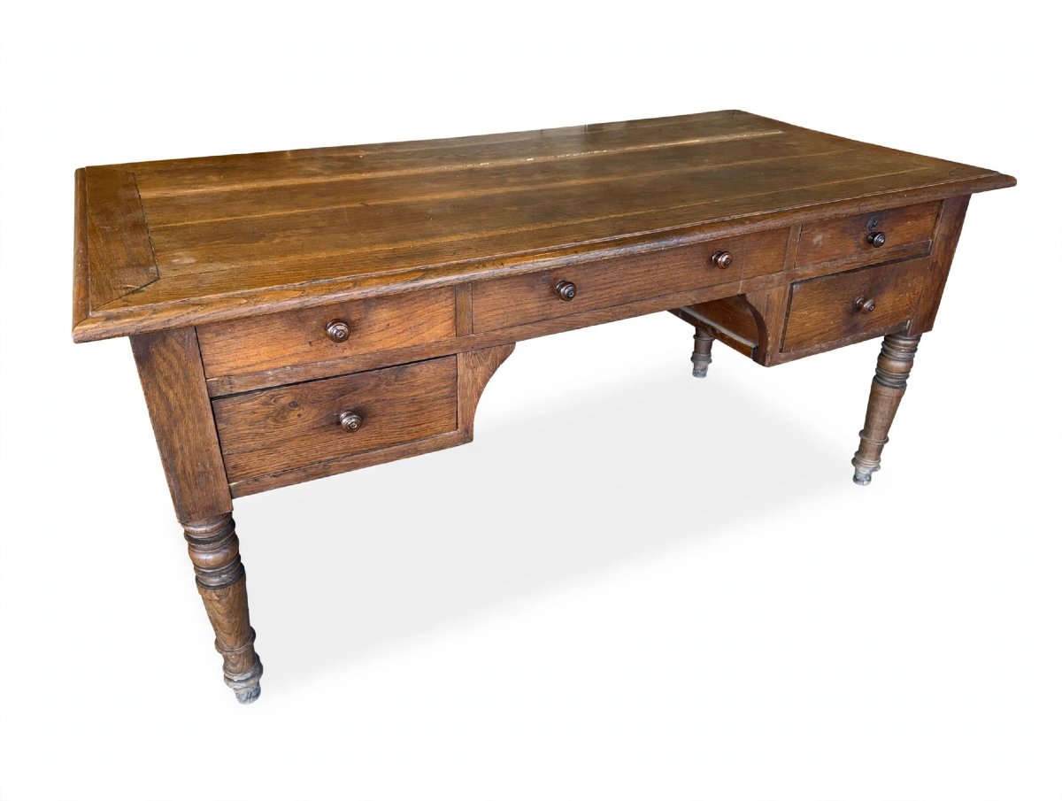 Bureau ancien en chêne massif - 19ème siècle - Bureau de notaire
