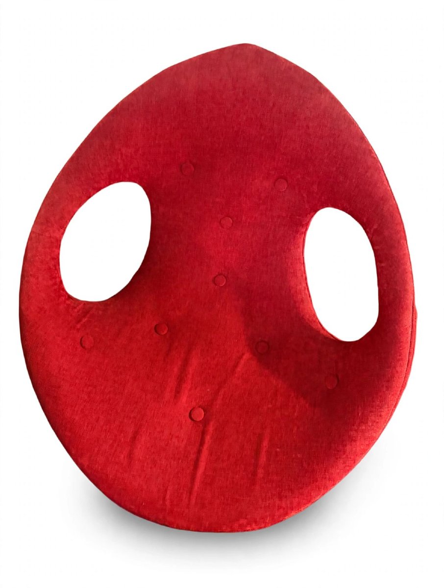 Pair Of Red Vintage Egg-shaped Armchairs - 1960s/1970s Design - Egg / Space Age Style-photo-4