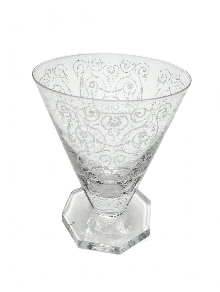 Set Of 30 Acid-etched Crystal Glasses, Sévigné Model—baccarat, Designed In 1899-photo-4