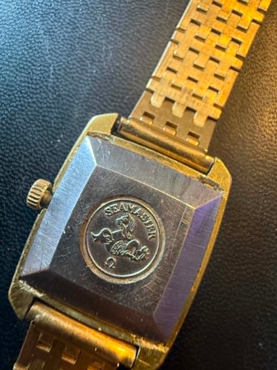 OMEGA Seamaster Automatic rectangulaire Tank - plaqué or - 1969/1972 - avec écrin-photo-3