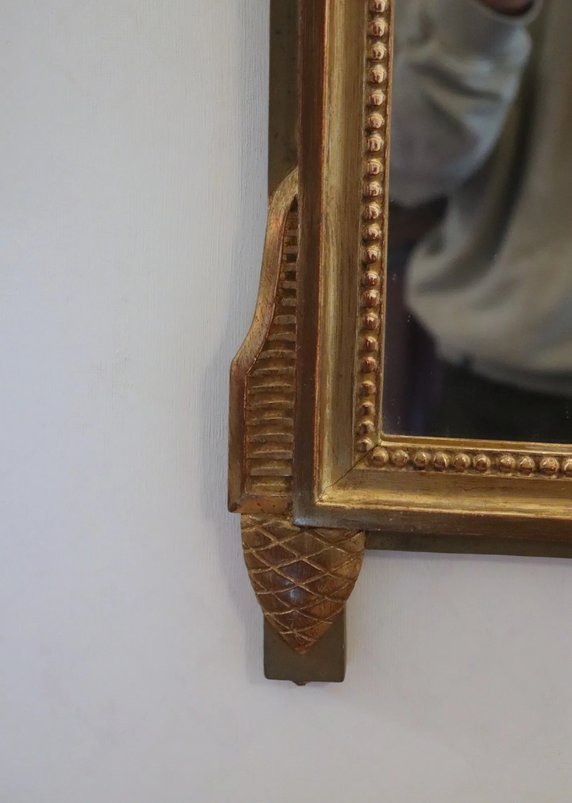 Louis XVI-style Mirror In Gilded Wood With A Torch-and-quiver Design-photo-3