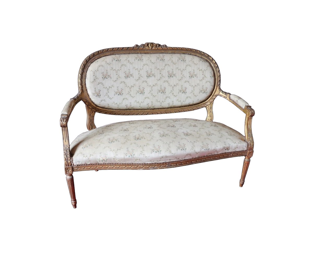 Louis XVI-style Bench In Gilded Wood