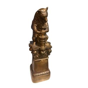 Bronze Statuette "the Bear With The Pestle / Apothecary Bear" - Franz Bergman Foundry