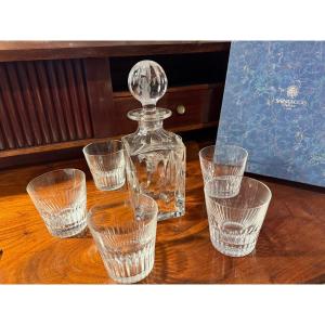 Service à whisky Saint-Louis modèle Manhattan - Carafe et 6 gobelets cristal, coffret d'origine