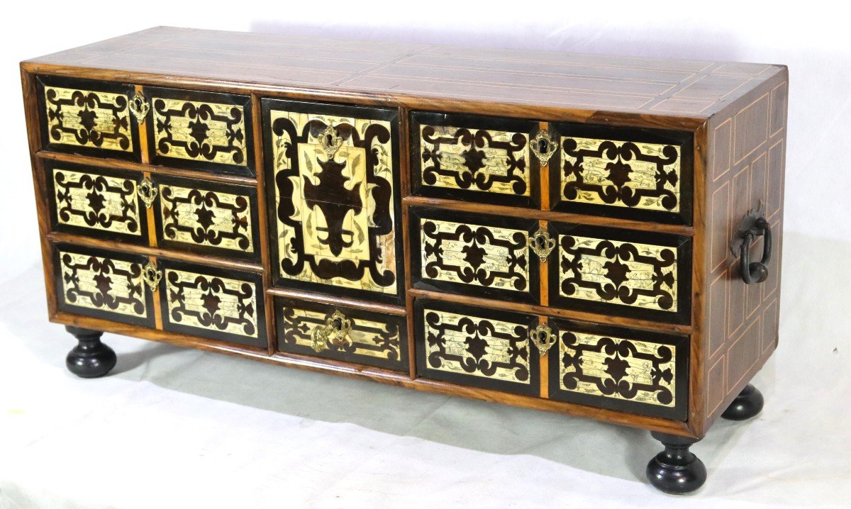 Rosewood, Ebony And Ivory Travel Cabinet, 17th Century-photo-2