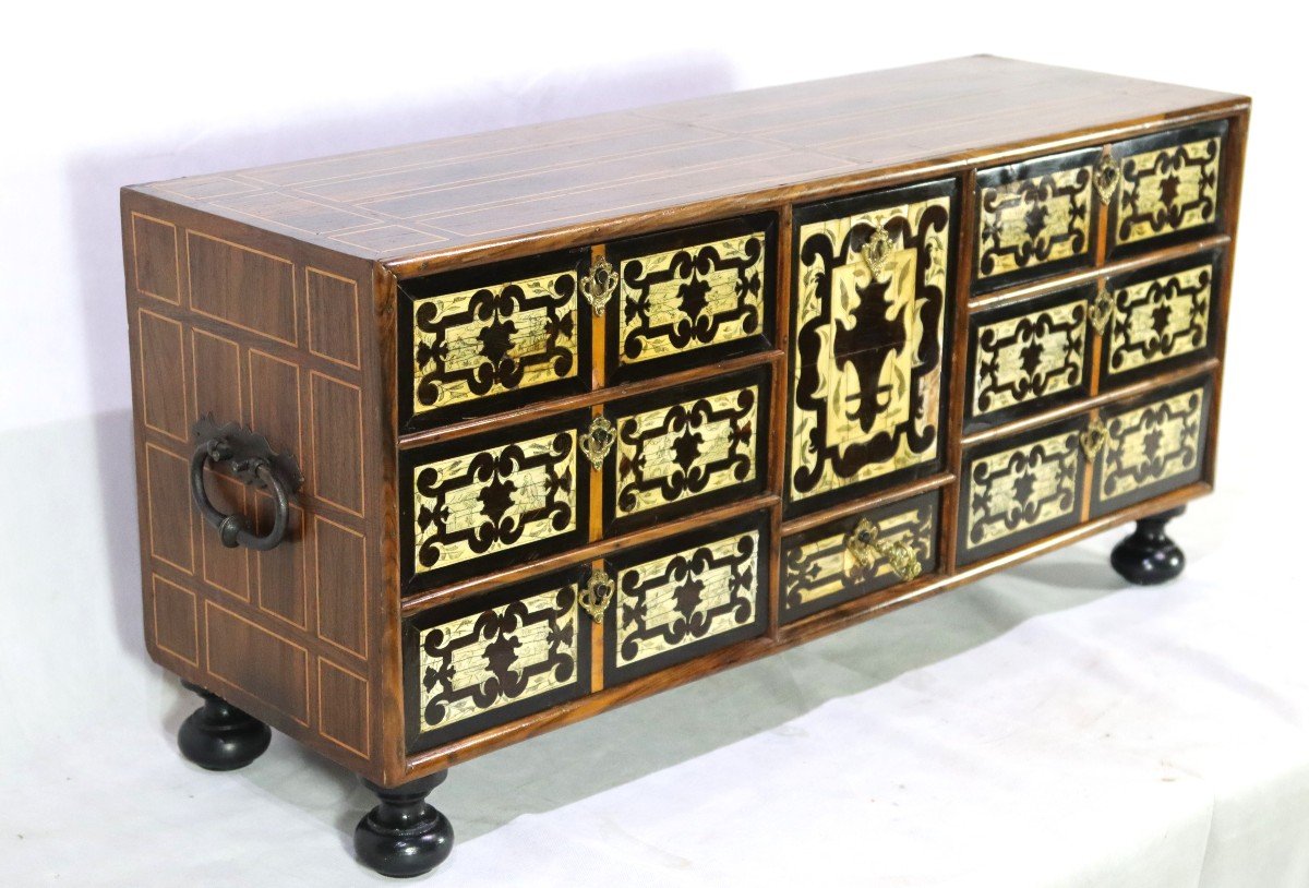 Rosewood, Ebony And Ivory Travel Cabinet, 17th Century-photo-3