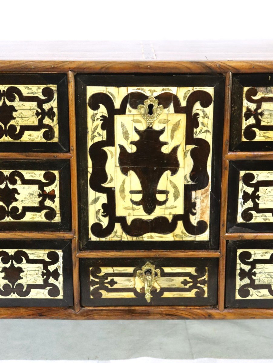 Rosewood, Ebony And Ivory Travel Cabinet, 17th Century-photo-1