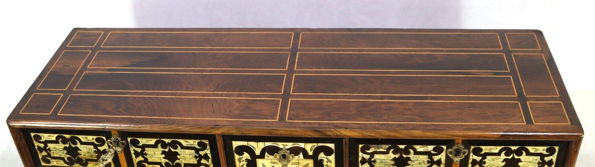 Rosewood, Ebony And Ivory Travel Cabinet, 17th Century-photo-3