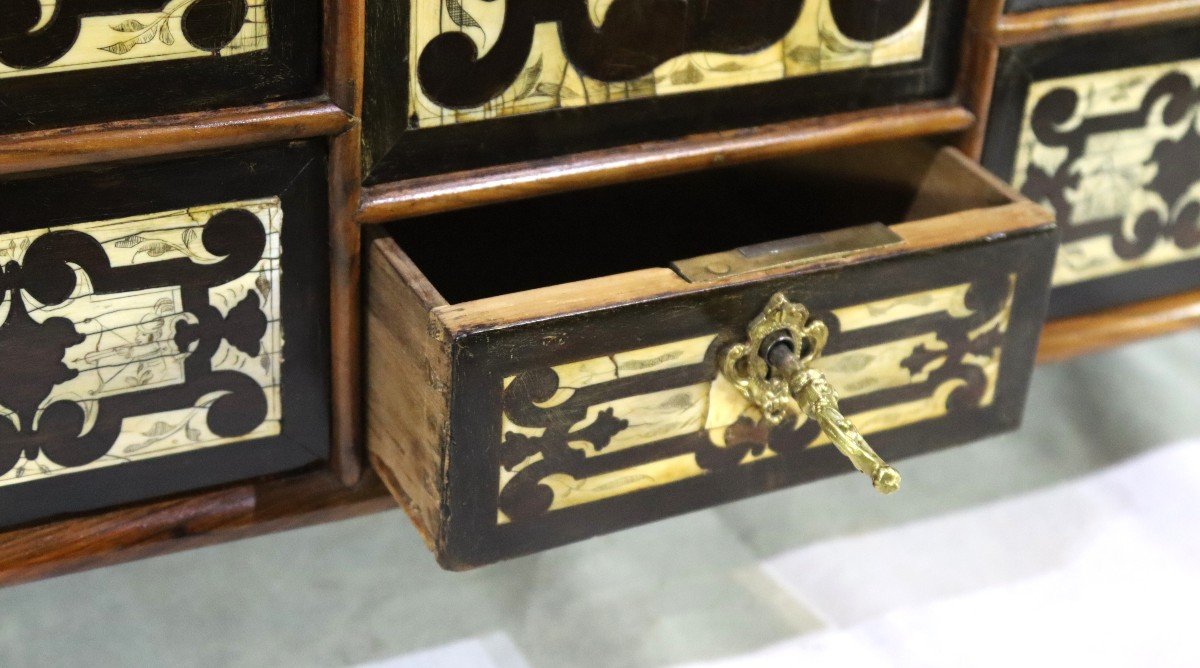 Rosewood, Ebony And Ivory Travel Cabinet, 17th Century-photo-4