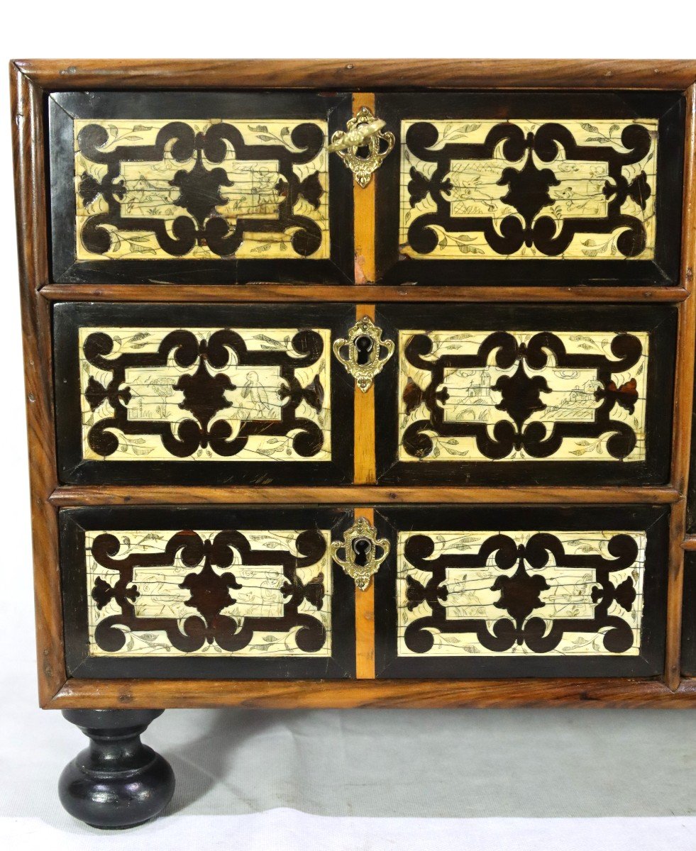 Rosewood, Ebony And Ivory Travel Cabinet, 17th Century-photo-6