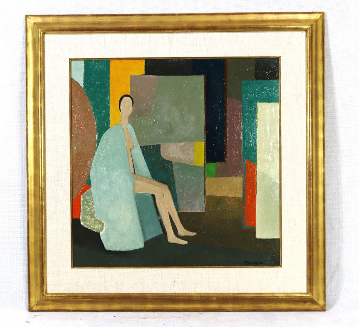 André Minaux (1923-1986), Hsc Painting, Figurative Period, Circa 1970