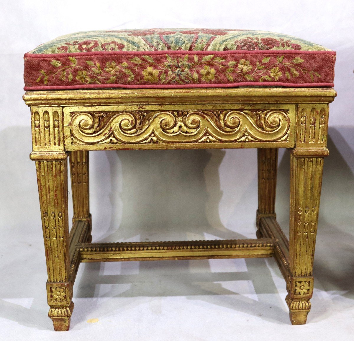 Pair Of Stool, Louis XVI Style With System, Nineteenth-photo-4