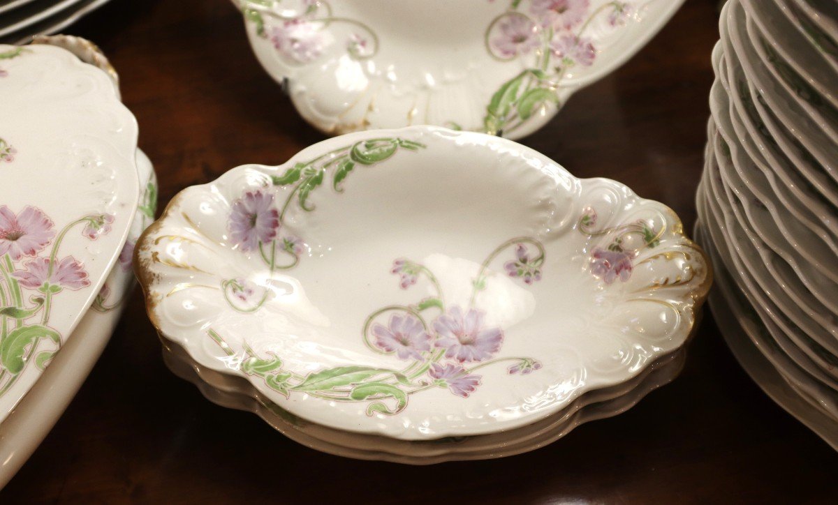 William Guérin, Limoges Porcelain Service, 81 P, Art Nouveau Period-photo-3