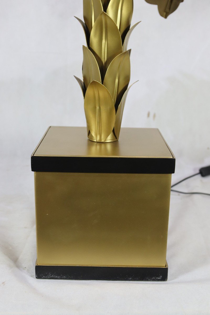 Large Palm Tree Lamp In Golden Metal, Twentieth-photo-6
