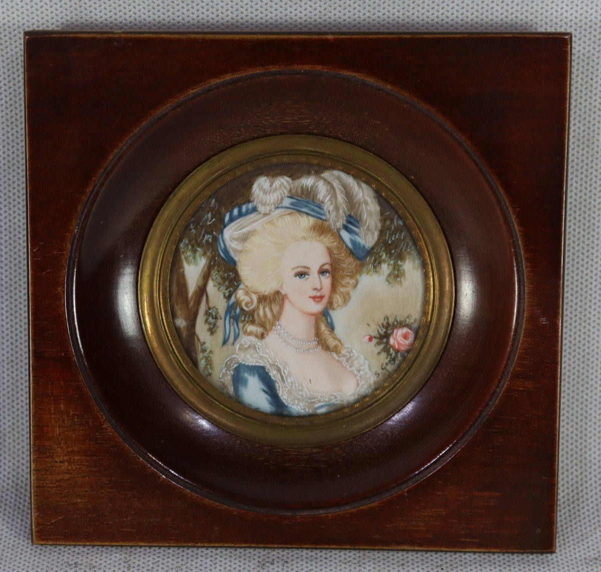 Pair Of Miniatures "marie-antoinette And The Princess Of Lamballe" After Vigée-le Brun, Nineteenth-photo-3