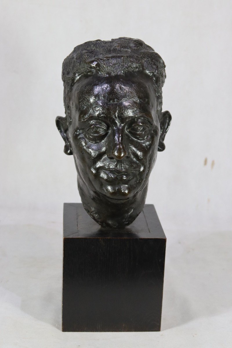 André Bizette-lindet (1906-1998), Bronze Sculpture "by Albert Camus", Twentieth