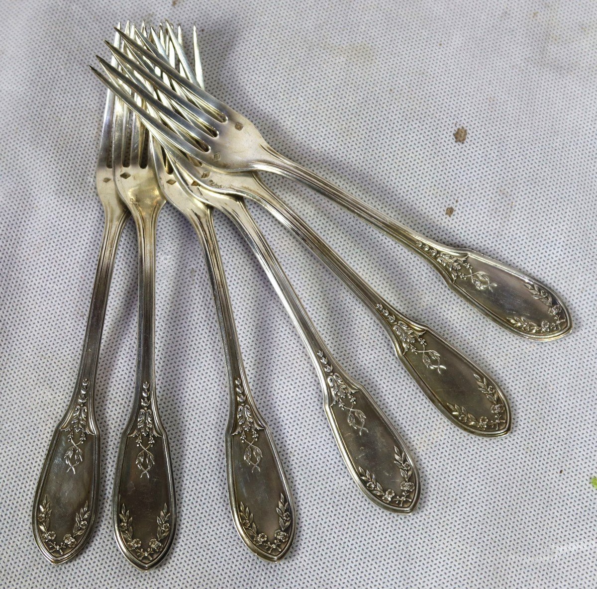 Linzeler Robert Et Cie (1897-1926) Cutlery Service In Sterling Silver, 30 P, Twentieth-photo-2