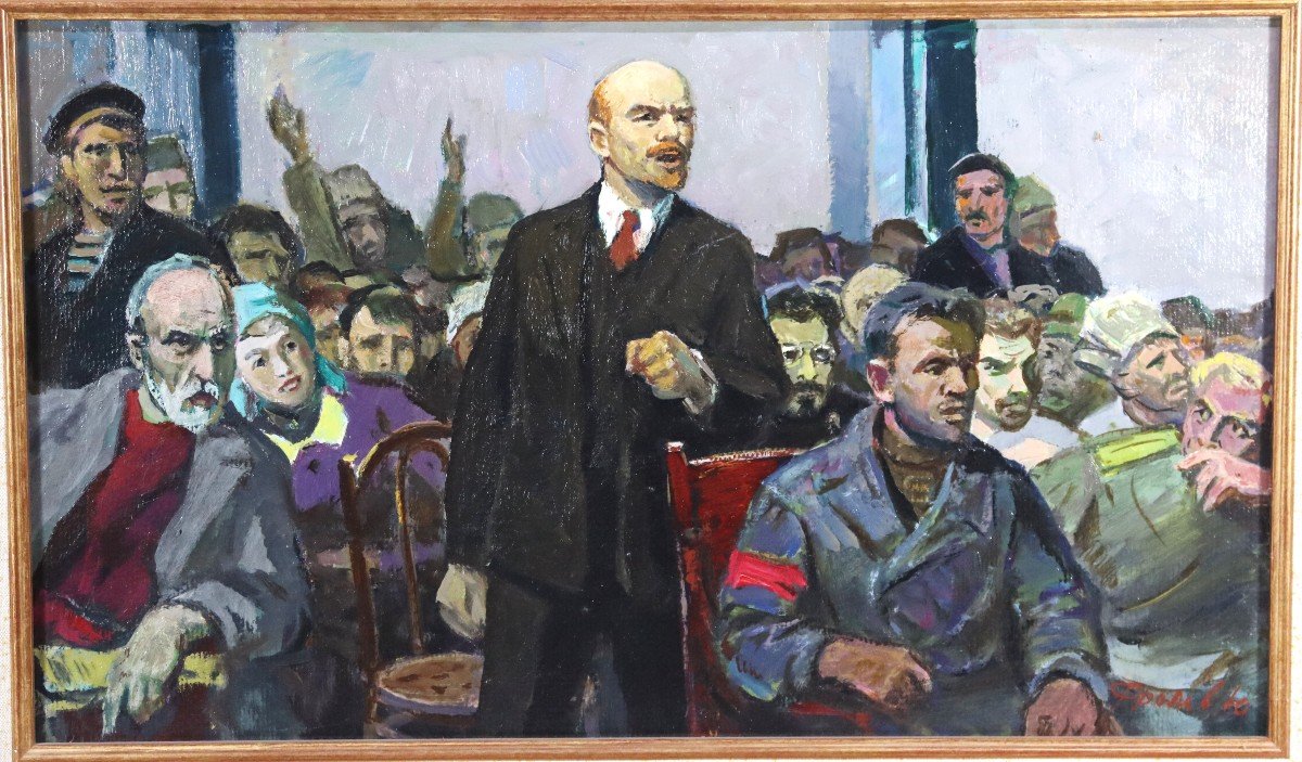 Yuri Frolov (1925-1998), Hsc Painting "lenin Before The Congress", XXth-photo-2