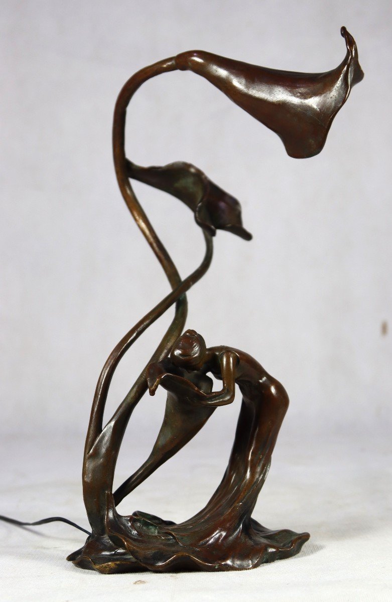 André Tassu (xxe), Lampe En Bronze Art Nouveau, Vers 1900