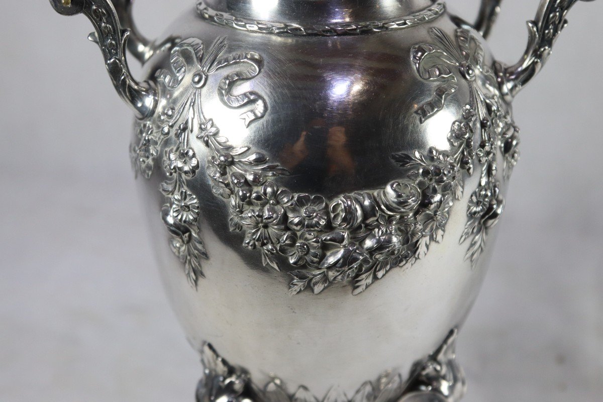 Maison Gallia, Large Samovar In Silver Metal, Circa 1900-photo-3