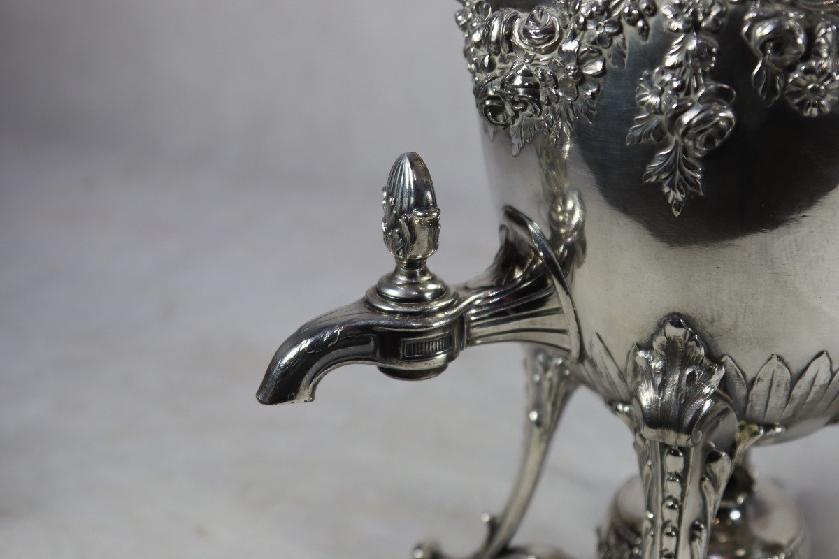 Maison Gallia, Large Samovar In Silver Metal, Circa 1900-photo-8
