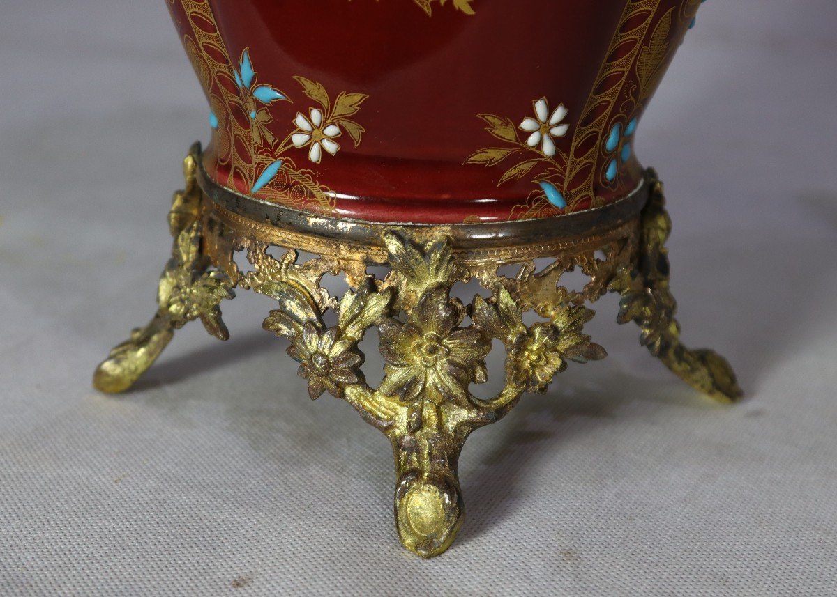 Gien Earthenware (1875), Fireplace Trim Set, 19th Century.-photo-6