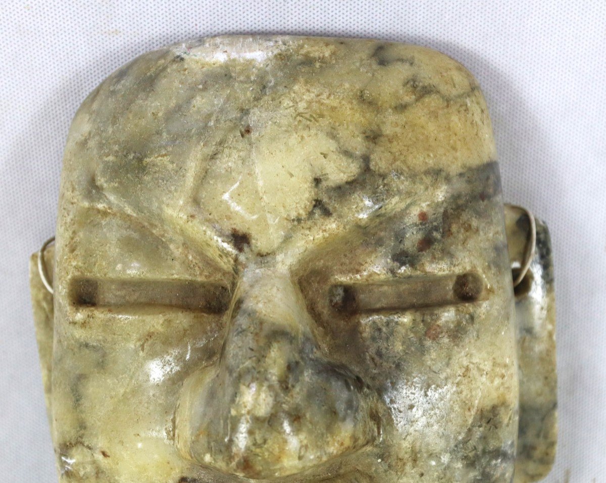 Anthropomorphic Mask In Hard Stone, Olmec Style, 20th Century-photo-2